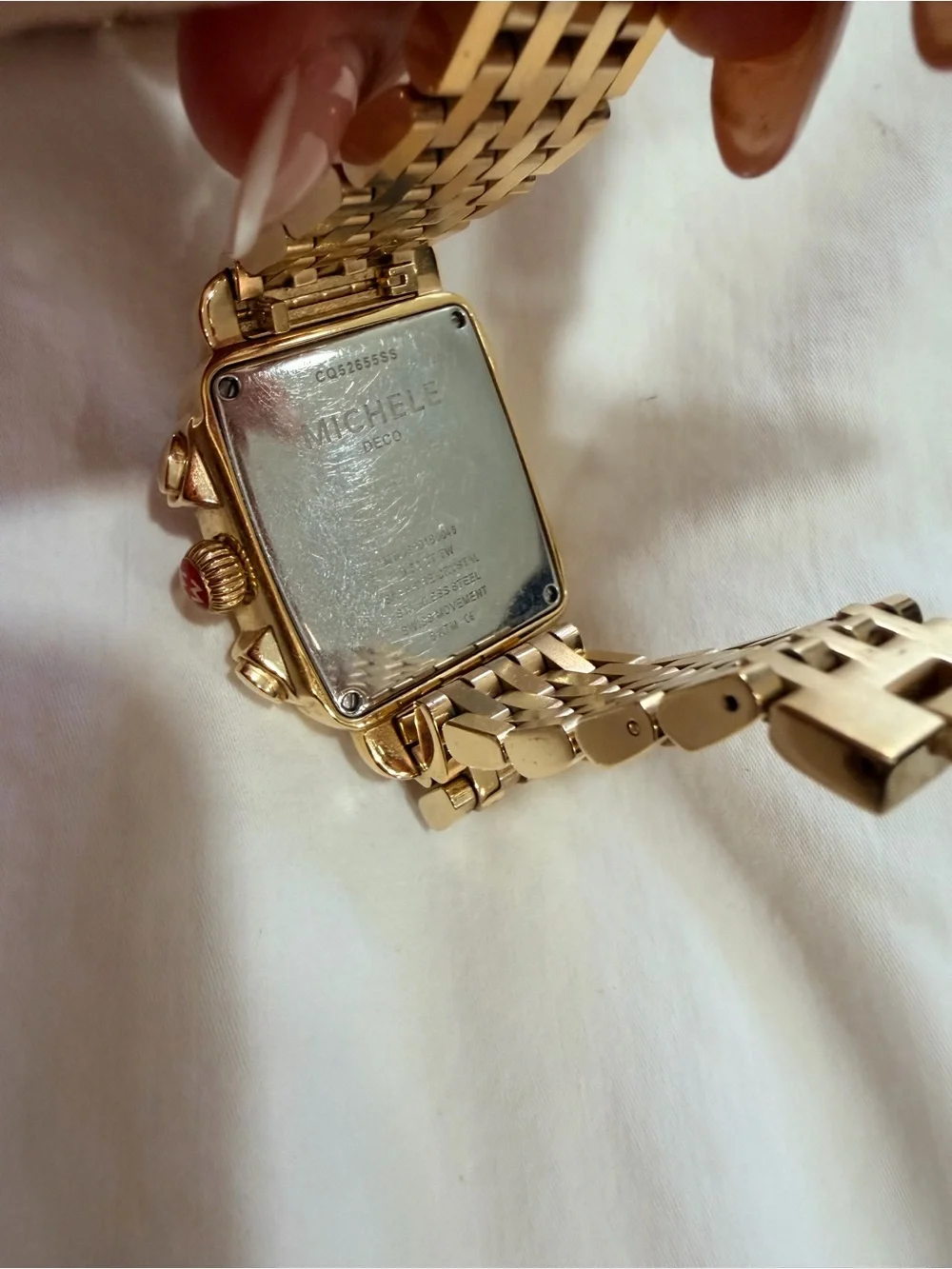 Michele Gold-Tone Diamond Accent Chronograph Bracelet Watch - Picture 10 of 14